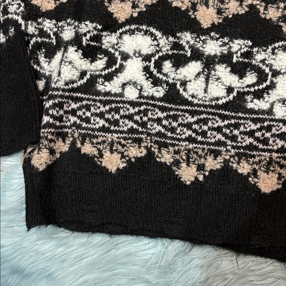 Anthropologie Cropped Fair Isle distressed textured sweater - Picture 8 of 11